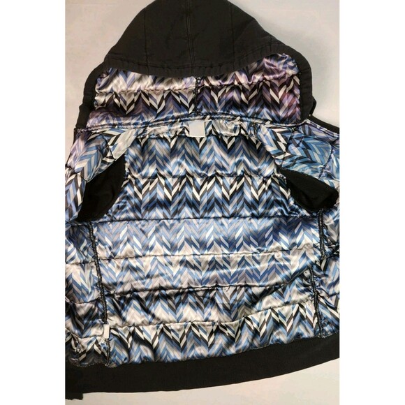 Matix Asher Mens sz L Black Quilted Fleece Hoodie Full Zip Jacket Vintage - Picture 8 of 11